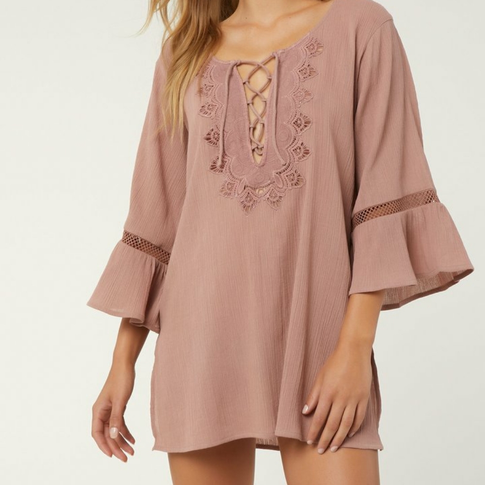 O'Neill Saltwater Solids Long Sleeve Coverup Dress